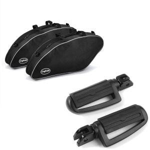 Set: Sacs intérieurs compatible avec Harley Davidson Sport Glide 18-24 sacoches rigides Craftride + Repose-pieds chauffeur compatible avec Harley Davidson Softail 18-24 Craftride ST4 noir