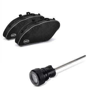 Set: Sacs intérieurs compatible avec Harley Davidson Sport Glide 19-24 sacoches rigides Craftride + Jauge de niveau / température d'huile compatible avec Harley Davidson Craftride OT2 noir/blanc