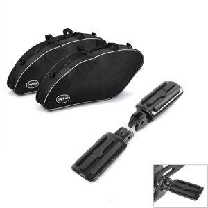 Set: Sacs intérieurs compatible avec Harley Davidson Sport Glide 18-24 sacoches rigides Craftride + Repose-pieds chauffeur compatible avec Harley Davidson Softail 18-24 Craftride ST9 noir