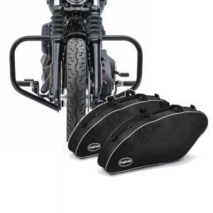 Set: Pare cylindre compatible avec Harley Davidson Softail 18-24 Pare carter HB4 noir Craftride + Sacs intérieurs compatible avec Harley Davidson Sport Glide 18-24 sacoches rigides Craftride