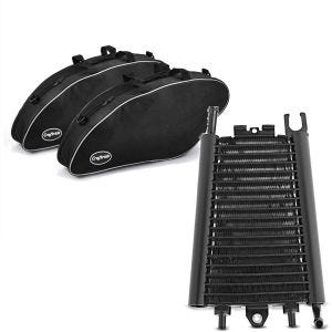 Set: Sacs intérieurs compatible avec Harley Davidson Sport Glide 18-24 sacoches rigides Craftride + Refroidisseur d'huile compatible avec Harley Davidson Softail 18-24 Radiateur Zaddox en noir