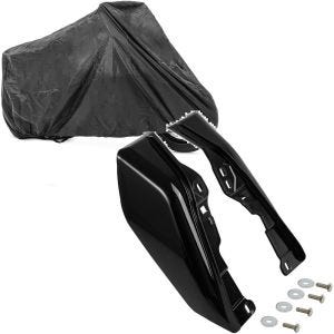 Set: Motorrad Abdeckplane Craftride XXL Abdeckhaube in schwarz + Mittelrahmen Windabweiser passend für Harley Davidson Touring 09-24 Hitzeschutz Craftride WA3 schwarz