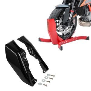 Set: Moto Bloque Roue ConStands Easy-Plus Bequille Avant à 21 Pouces rouge + Déflecteur de cadre intermédiaire compatible avec Harley Davidson Touring 09-24 Craftride WA3 noir