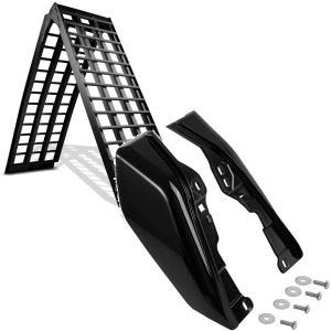 Set: Alu Auffahrrampe Constands V schwarz, bis 680 kg, klappbar, für Motorrad, Scooter, Quad, ATV + Mittelrahmen Windabweiser passend für Harley Davidson Touring 09-24 Hitzeschutz Craftride WA3 schwarz