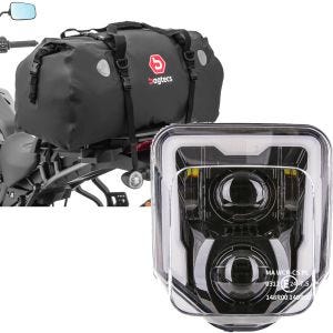 Set: Sacoche de selle Moto arrière XF80 80l Bagtecs avec Phare à LED Husqvarna Phare principal avec ECE GP1