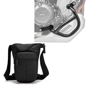 Set: Sacoche de jambe moto HT3 Sacoche de cuisse Bagtecs avec Pare carter compatible avec Aprilia Tuareg 660 22-24 TG2