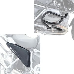 Set: Motorrad Rahmentaschen BF3 Zusatztaschen Paar sw Bagtecs mit Sturzbügel passend für BMW R 1200 GS 13-18 L2 Schutzbügel
