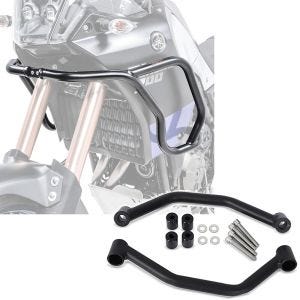 Set: Pare carter haut compatible avec Yamaha Tenere 700 19-24 Motoguard avec Poignée passager / Poignée arrière