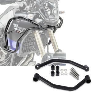 Set: Pare carter haut XL compatible avec Yamaha Tenere 700 19-24 Motoguard avec Poignée passager / Poignée arrière