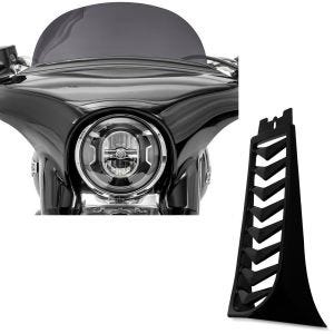 Set: Pare-brise compatible avec Harley Davidson Sport Glide 18-24 Craftride M saute vent fumé foncé + Sabot moteur compatible avec Harley Davidson Softail 18-24 Cache radiateur CV6 noir mat