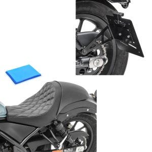Set: Kennzeichenhalter seitlich L passend für Honda Rebel 500 CMX 17-24 sw Craftride mit Solo Sitz Gel RS2G Solo Sitz