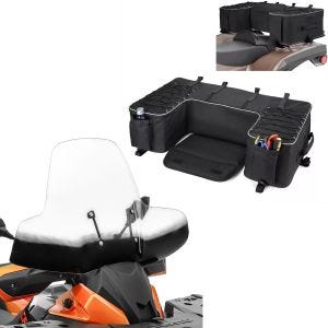 Set: Quad ATV Hecktasche QB5 Gepäcktasche Topcase sw Bagtecs mit Windschild univ. passend für Quad ATV Windschutzscheibe XLM