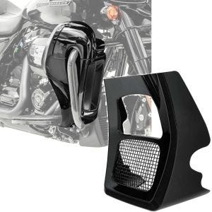 Set: Beinschild passend für Harley Davidson Touring Modelle 17-24 Craftride belüftet schwarz + Bugspoiler passend für Harley Davidson Ölkühlerabdeckung Craftride OV2 schwarz