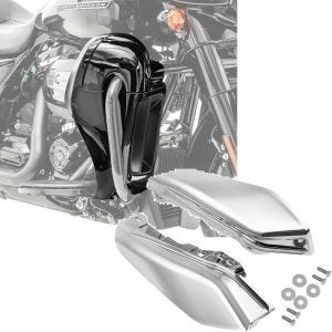 Set: Carénage des jambes compatible avec Harley Davidson Touring Modeelle 2014-23-24 Craftride avec prise d'air noir + Déflecteur de cadre intermédiaire compatible avec Harley Davidson Touring 09-24 Craftride WA3 chrome