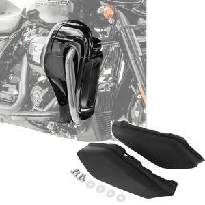 Set: Beinschild passend für Harley Davidson Touring Modelle 14-24 Craftride belüftet schwarz + Mittelrahmen Windabweiser passend für Harley Davidson Touring 09-24 Hitzeschutz Craftride WA3 schwarz matt
