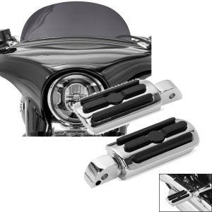 Set: Pare-brise compatible avec Harley Davidson Sport Glide 18-24 Craftride M saute vent fumé foncé + Repose-pieds passager compatible avec Harley Davidson Softail 18-24 Craftride SF5 chrome