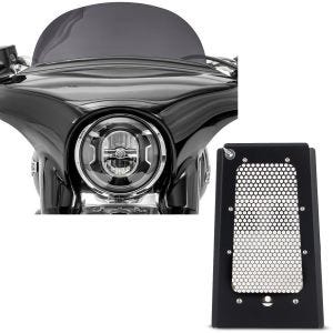 Set: Pare-brise compatible avec Harley Davidson Sport Glide 18-24 Craftride M saute vent fumé foncé + Protection de radiateur compatible avec Harley Davidson Softail 18-24 Craftride TG7