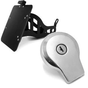Set: Seitlicher Kennzeichenhalter passend für Yamaha XV 535/ 1100 Virago 89-03 sw Craftride mit OEM Tankdeckel mit Schlüssel