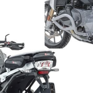 Set: Pare carter compatible avec BMW R 1250 GS 19-23 L2 gris clair Craftride avec Sacoche arrière TB3