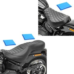 Set: Solo Sitz Gel passend für Harley Davidson Softail Street Bob / Standard 18-24 Sitzbank DS4 + Gel Sitzbank passend für Harley Davidson Softail 18-24 Craftride TR6 Komfort Doppelsitzbank