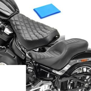 Set: Solo Sitz Gel passend für Harley Davidson Softail Street Bob / Standard 18-24 Sitzbank DS4 + Sitzbank passend für Harley Davidson Softail Modelle 18-24 Craftride TR2 Komfort Doppelsitzbank
