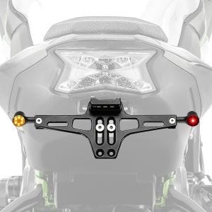Set Motorrad Kennzeichenhalter universal + 3 in 1 Blinker mit Brems- und Rücklicht ECE Zaddox BP1
