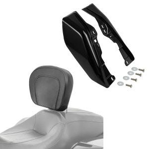 Set: Fahrer Rückenlehne passend für Harley Davidson Touring Modelle 97-23 Craftride + Wärme Windabweiser passend für Harley Davidson Road Glide 15-22 Windschutz Craftride WA3 schwarz