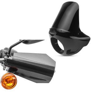 Set: Handprotektoren passend für Harley Davidson Handschutz Craftride HP4 schwarz + Lampenmaske passend für Chopper / Custombike Custom Scheinwerferverkleidung Craftride VD8 schwarz CB15951