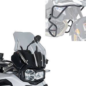 Tourenscheibe rauchgrau + Sturzbügel oben und unten passend für BMW F 850 GS / F 750 GS 18-23