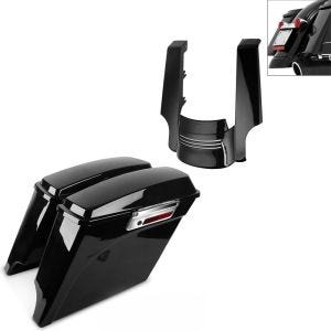 Set: Seitenkoffer Set passend für Harley Davidson Touring 94-13 Craftride Stretched 35Ltr in schwarz + Kotflügelverlängerung hinten passend für Harley Davidson Touring 09-13 Craftride KV1 schwarz
