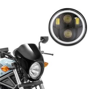 Set: Lampenmaske Universal 5,75" Scheinwerferverkleidung Craftride SM5 schwarz + LED Scheinwerfer 5,75 Zoll passend für Harley Davidson Hauptscheinwerfer schwarz Craftride M18