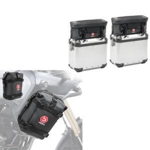 Paire de sacoches de pare-chocs + 2x Sacoche de couvercle pour valises alu compatible avec Triumph Tiger 1200 Explorer / XC / XR