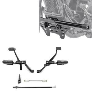 Set: Motorrad vorverlegte Fußrastenanlage passend für Harley Davidson Sportster 14-20 Craftride in schwarz + Sturzbügel passend für Harley Davidson Sportster 04-20 Motor Schutzbügel Craftride SC13