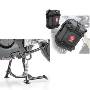 Béquille centrale compatible avec Honda NC 700 S 12-13 NC 750 S 15-20 + set sacoches crash bar 2x 6Ltr
