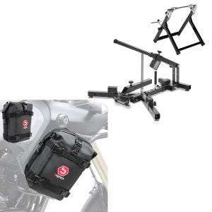 Sturzbügeltasche Paar passend für Honda Africa Twin CRF 1000 L + Reifenmontiergerät 12-21" Set mit Wuchtbock