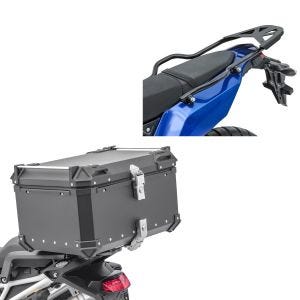 Top case aluminium universel 65 litres + porte-bagages compatible avec Yamaha Tenere 700 19-24