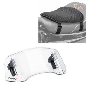 Coussin de siège en gel M + fixation de spoiler de pare-brise Clip-On Puig 20764W clair