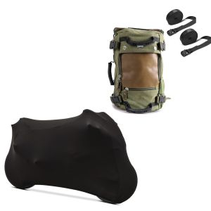 Motorradabdeckung Indoor M-L + Rucksack passend für Triumph Bonneville T120 / T100