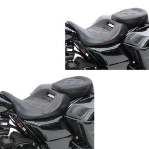 Set: Sitzbank passend für Harley Davidson Touring 09-24 Komfortsitzbank Craftride RH3 schwarz-orange + Sitzbank passend für Harley Davidson Touring 09-24 Komfortsitzbank Craftride RH3 schwarz-rot