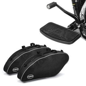 Set: Marchepieds Conducteur Passager compatible avec Harley Davidson Repose-Pieds FB4 noir + Sacs intérieurs compatible avec Harley Davidson Sport Glide 18-24 sacoches rigides Craftride