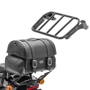 Set: Porte Bagages p. Sissy Bar compatible avec Harley Davidson Softail Sport Glide 18-24 noir Craftride + Sacoche arrière pour motos custom / sac de sissy bar Craftride FP 32L