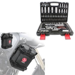 jeu de coffret douille / coffret cliquet motos 108 pièces boîte à cliquet + 2x sac de crash bar
