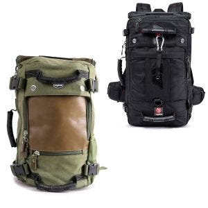 Rucksack HK2 Hecktasche 35Ltr + Rucksack Canvas VG6 Vintage Hecktasche 28Ltr Retro grun