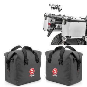 Set Innentaschen passend für Alukoffer 35-45L + Alukoffer Set Seitenkoffer 38-45 Liter + Adapter silber