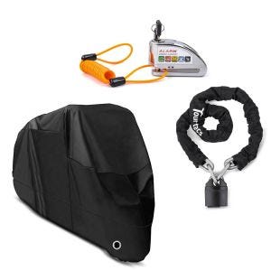 Bâche de protection moto Bâche de protection moto XL + set : alarme blocage disque de frein + antivol chaîne KS1 1,15m