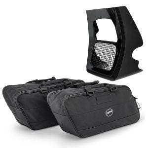 Set: Bugspoiler passend für Harley Davidson Street Glide Special 17-23 Ölkühlerabdeckung Craftride OV2 schwarz + Koffer Innentaschen passend für Harley Davidson Touring 94-22 Craftride BG1 Paar