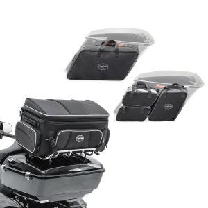 Set: Motorrad Hecktasche Craftride TT1 Topcase Tasche für Gepäckträger 73Ltr schwarz + Koffer Innentaschen passend für Harley Davidson Touring 08-24 Craftride HT4 Paar