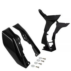 Set: Wärme Windabweiser passend für Harley Davidson Street Glide Special 15-23 Windschutz Craftride WA3 schwarz + Windabweiser Verkleidung WK1 passend für Harley Davidson Road Glide 17-23 Bug Spoiler Craftride schwarz