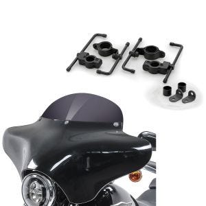 Batwing Verkleidung BD8 mit Windschild M passend für Harley Davidson Modellen + Haltesatz Puig für Batwing mit Scheibe