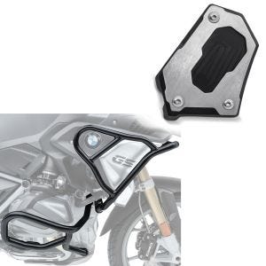 Kit extension de base de béquille latérale + crash bar compatible avec BMW R 1250 GS 19-23 haut et bas